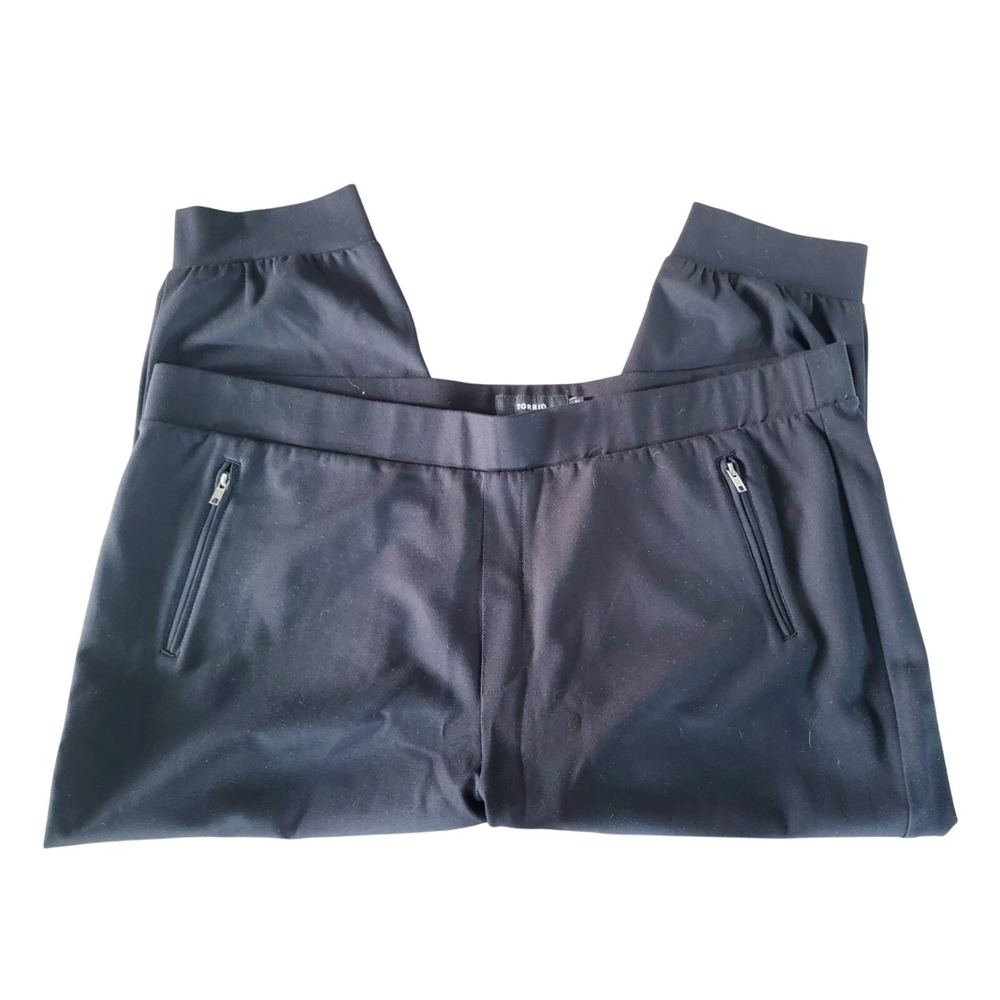 Torrid 4 Pants Woman 4X Black Pull‎ On  Zippered Pockets Elastic Ankle NWT